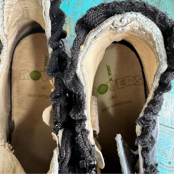 Rovers Womens Size 40 EUR Grey Leather Zip Laces Floral Steampunk Ankle Boots - Picture 6 of 16